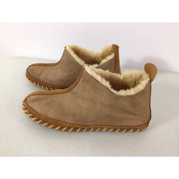 LL Bean Leather Slippers Suede Sherpa Lined Womens 7 - Picture 2 of 6